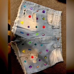 Color rhinestone shorts